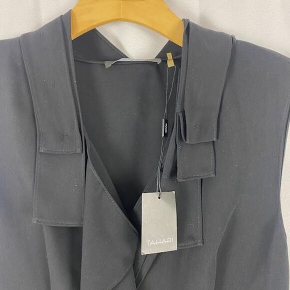 Tahari Black Ruffle Sleeveless Shift Dress New with Tags Women's Size 2 - Picture 11 of 13